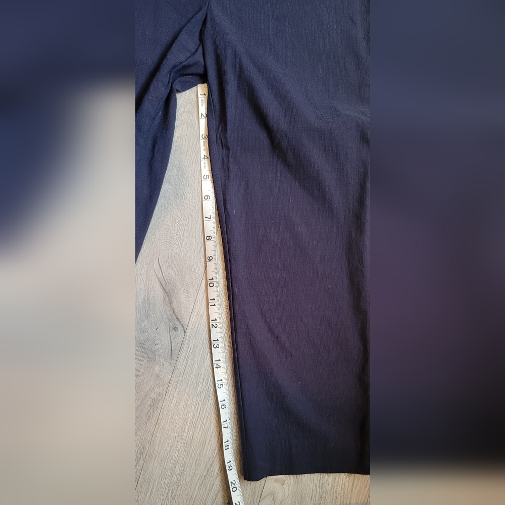 Hilary Radley Dark Navy Textured Cropped Pull-up Pants, Women's Small - Picture 7 of 14